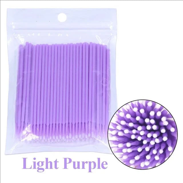 Brush Lash Extension 100Pcs Eyelash Cleaning Micro Cotton Swab Individual Eyelashes Microbrush Beauty Makeup Clean Remover Tools