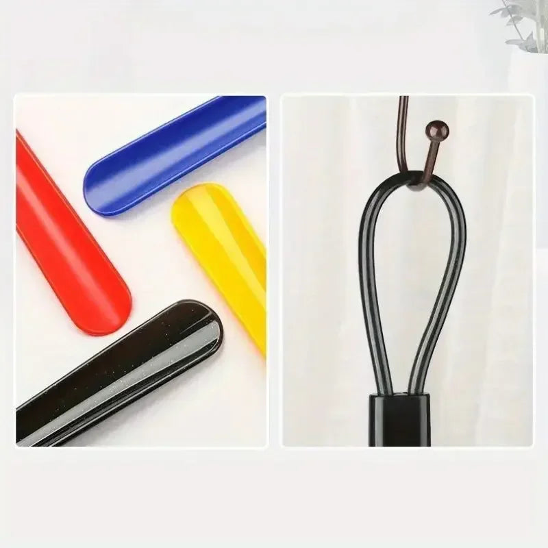 1/2pc long flexible plastic shoe horn for easy wearing of shoes in multiple colors-shoe lifter and spoon shaped shoe accessories