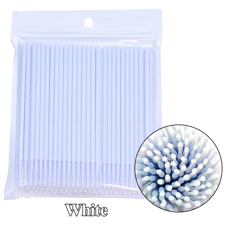 Brush Lash Extension 100Pcs Eyelash Cleaning Micro Cotton Swab Individual Eyelashes Microbrush Beauty Makeup Clean Remover Tools