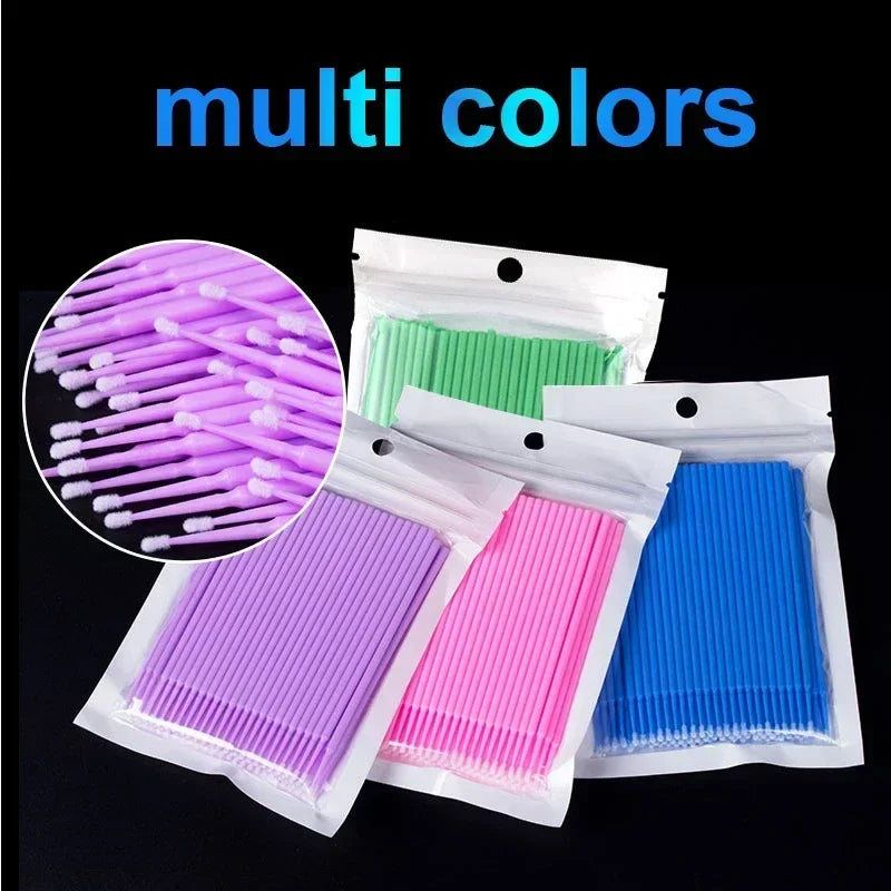 Brush Lash Extension 100Pcs Eyelash Cleaning Micro Cotton Swab Individual Eyelashes Microbrush Beauty Makeup Clean Remover Tools