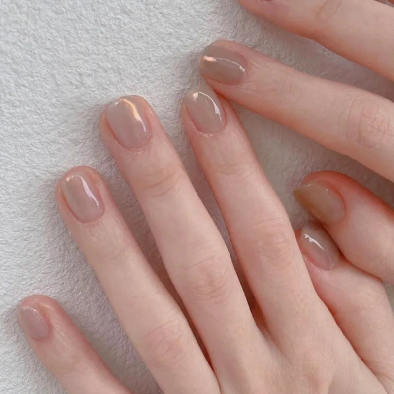 24 fake nails, duck nails almond nails fashionable wearable nails, ladies press nails, including 1 nail glue and 1 nail file