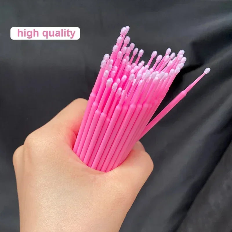 Brush Lash Extension 100Pcs Eyelash Cleaning Micro Cotton Swab Individual Eyelashes Microbrush Beauty Makeup Clean Remover Tools
