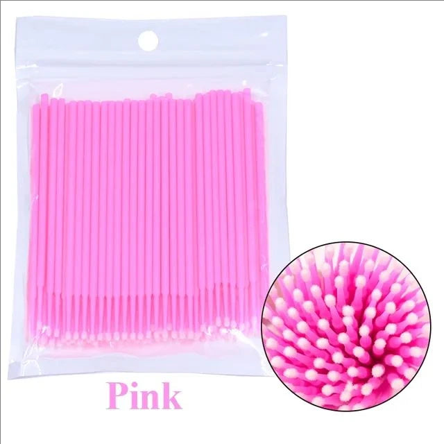 Brush Lash Extension 100Pcs Eyelash Cleaning Micro Cotton Swab Individual Eyelashes Microbrush Beauty Makeup Clean Remover Tools