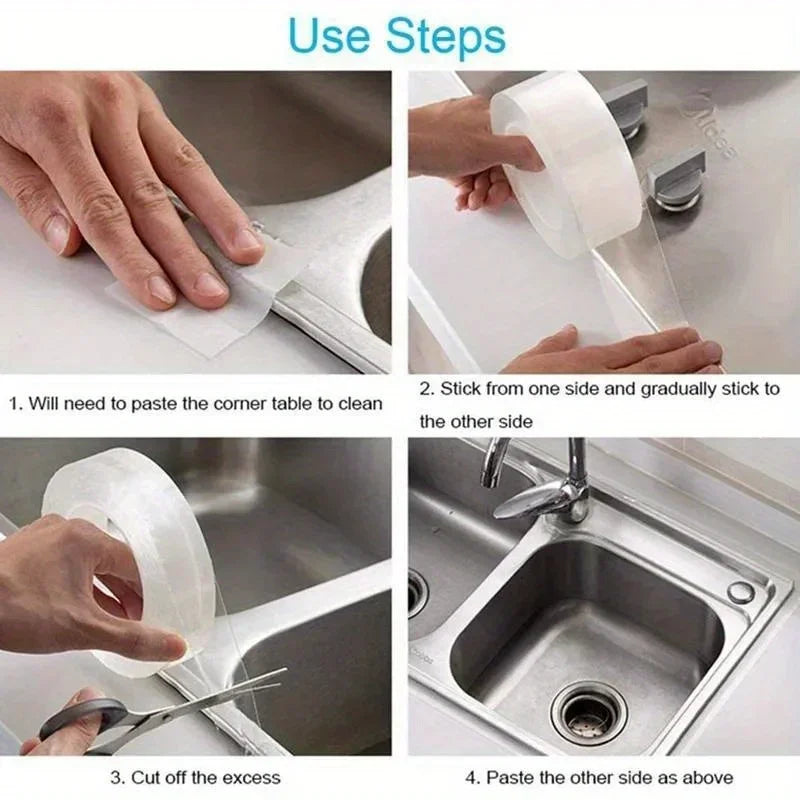 BEECHIP Multi-Surface Waterproof Nano Sealing Tape - Stain-Resistant & Easy to Apply, for Gaps Sealing in Home Kitchen Pool PE